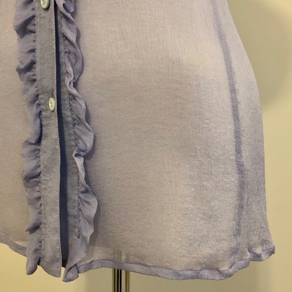 Lilac Silk Ruffled Prada Blouse/Button-Down - Picture 9 of 15